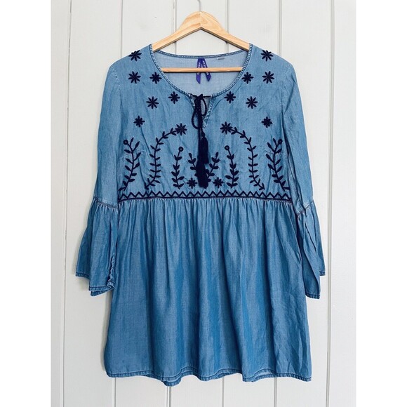 Seraphine Blue Embroidered Tunic - Picture 1 of 5